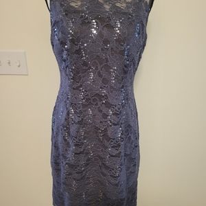 Alex B lace dress with jacket. Gray with sequins